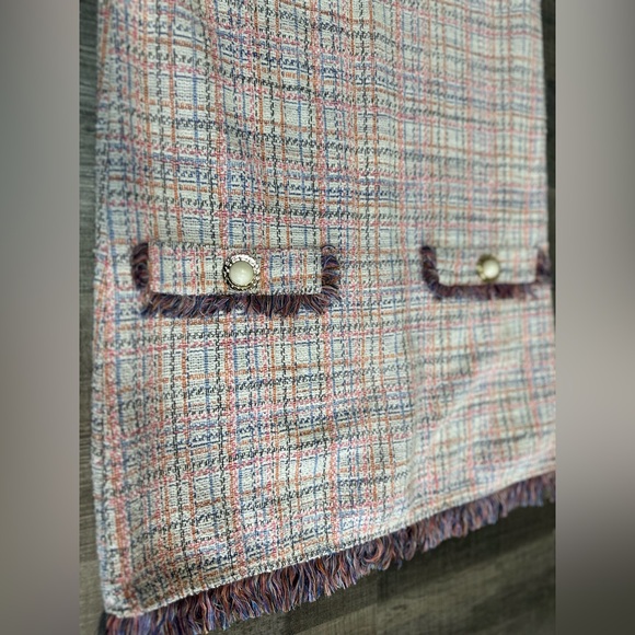 Zara Trafaluc Sonia Pink and Purple Tweed Mini Dress w/ Fringe - Picture 3 of 4